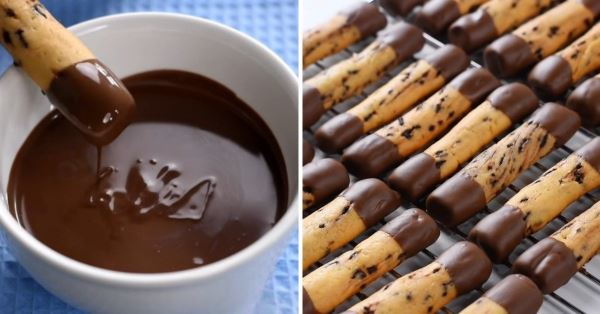 Хрустящие палочки с шоколадом в духовке