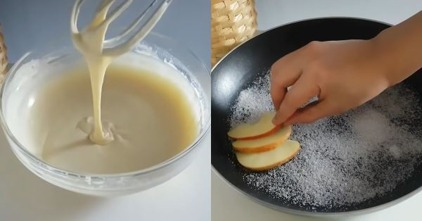 Простой яблочный пирог на сковороде